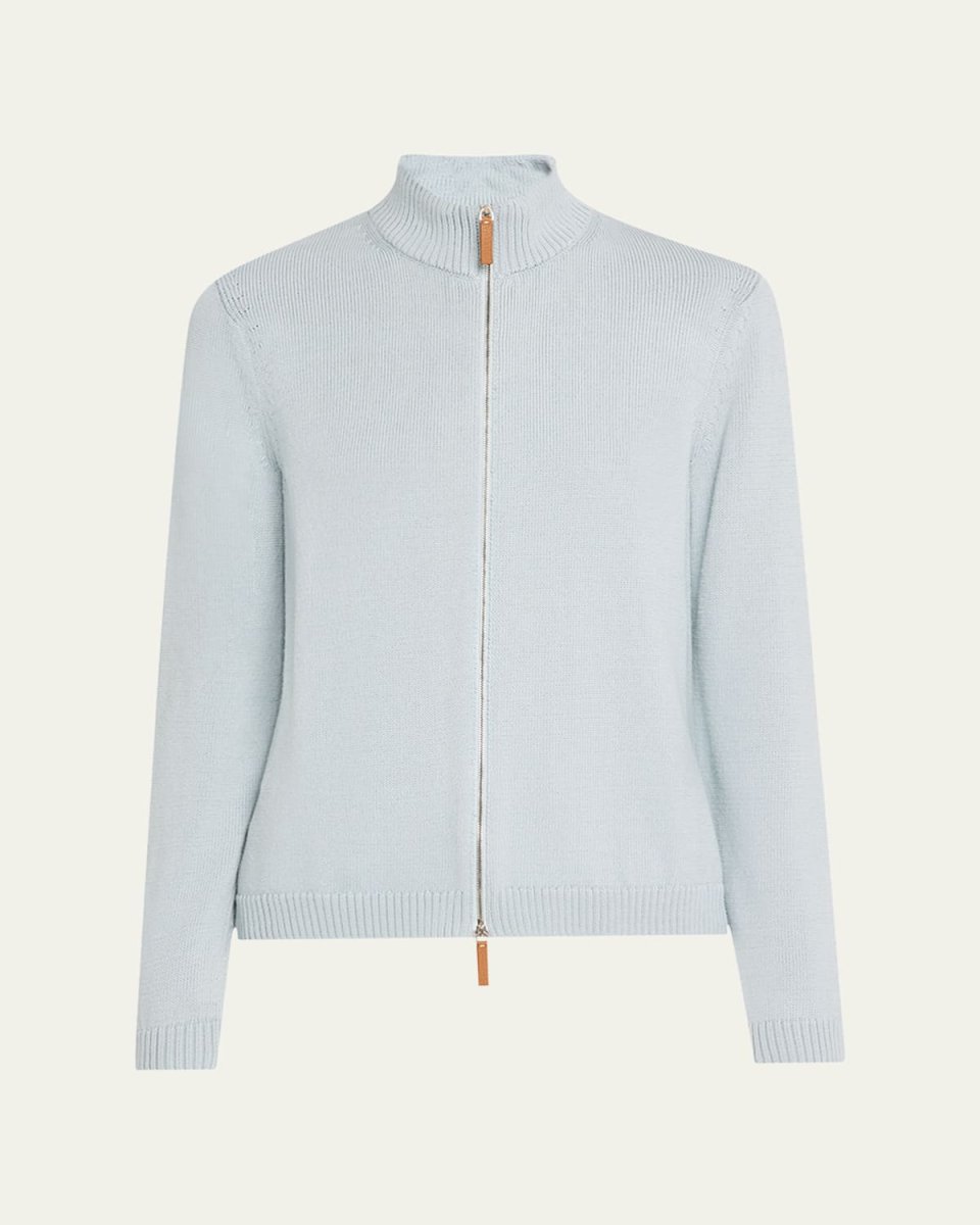 Cotton-Silk Tape Fitted Bomber Sweat